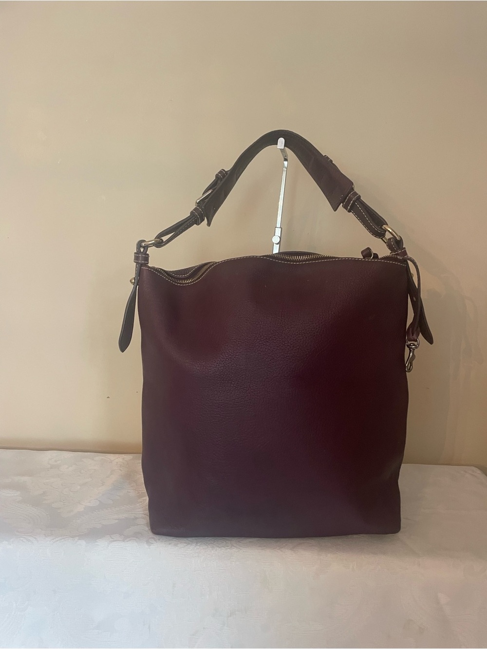 Dooney & Bourke Gracie Plum Pebbled Leather Hobo Shoulder Bag - Picture 6 of 11